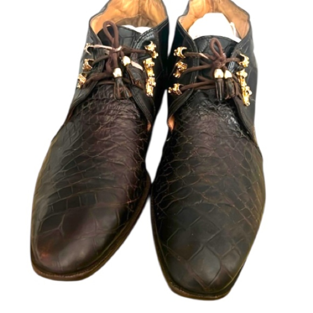 Authentic David Eden vintage designer crocodile leather dress shoes sz mens 11 - Picture 6 of 13